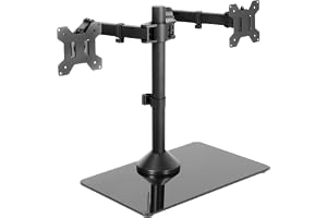 VIVO STAND-V002FG Glass-Base Dual Monitor Mount — Dual monitor mount · exact listing linked