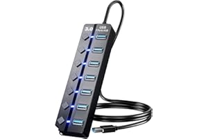 PANPEO 7-Port USB Data Hub with Switches — USB data hub · exact listing linked