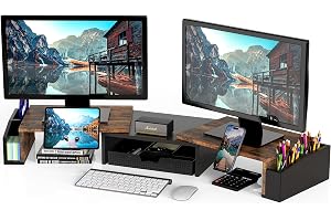 Simple Houseware Dual Monitor Riser with Drawer — Monitor riser · exact listing linked