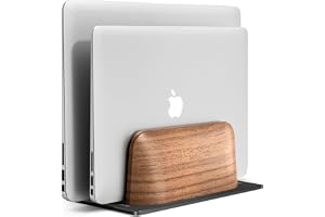 UPERGO Dual-Slot Walnut Laptop Holder — Vertical laptop holder · exact listing linked