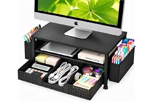 ECOLOVI Two-Tier Monitor Riser with Drawer — Monitor riser · exact listing linked